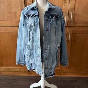Jou Jou || distressed long denim chore jacket